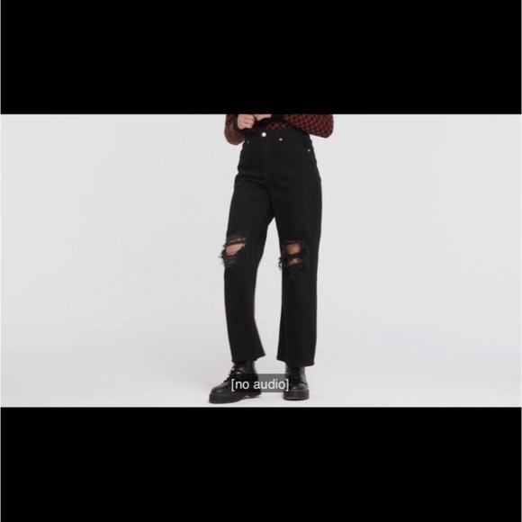 Women's Super-High Rise Distressed Baggy Jeans Wild Fable Black wide leg - Picture 3 of 8